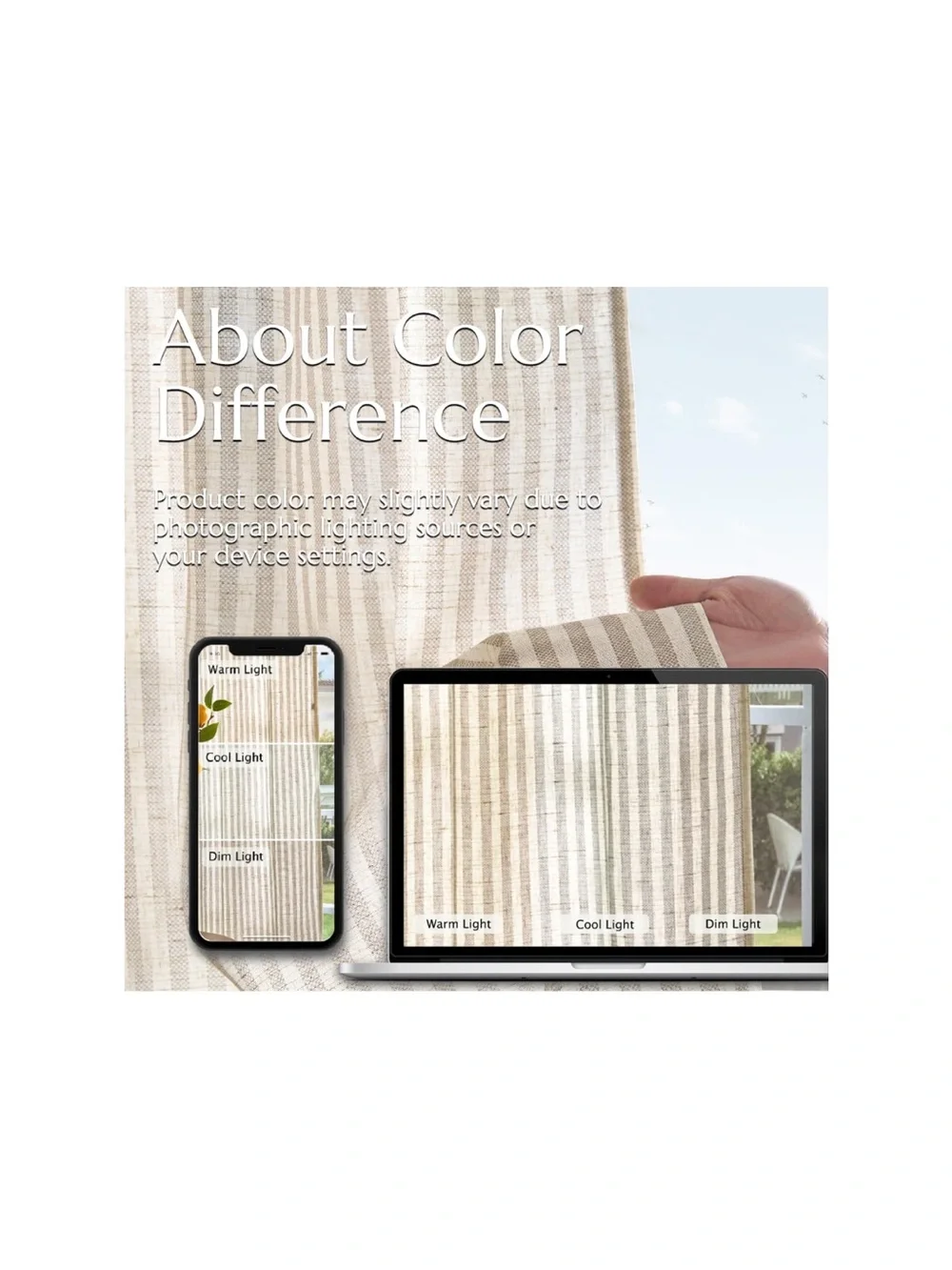 Striped Curtains Light-Filtering Rod Pocket Back Tab - TAUPE GRAY ON BEIGE